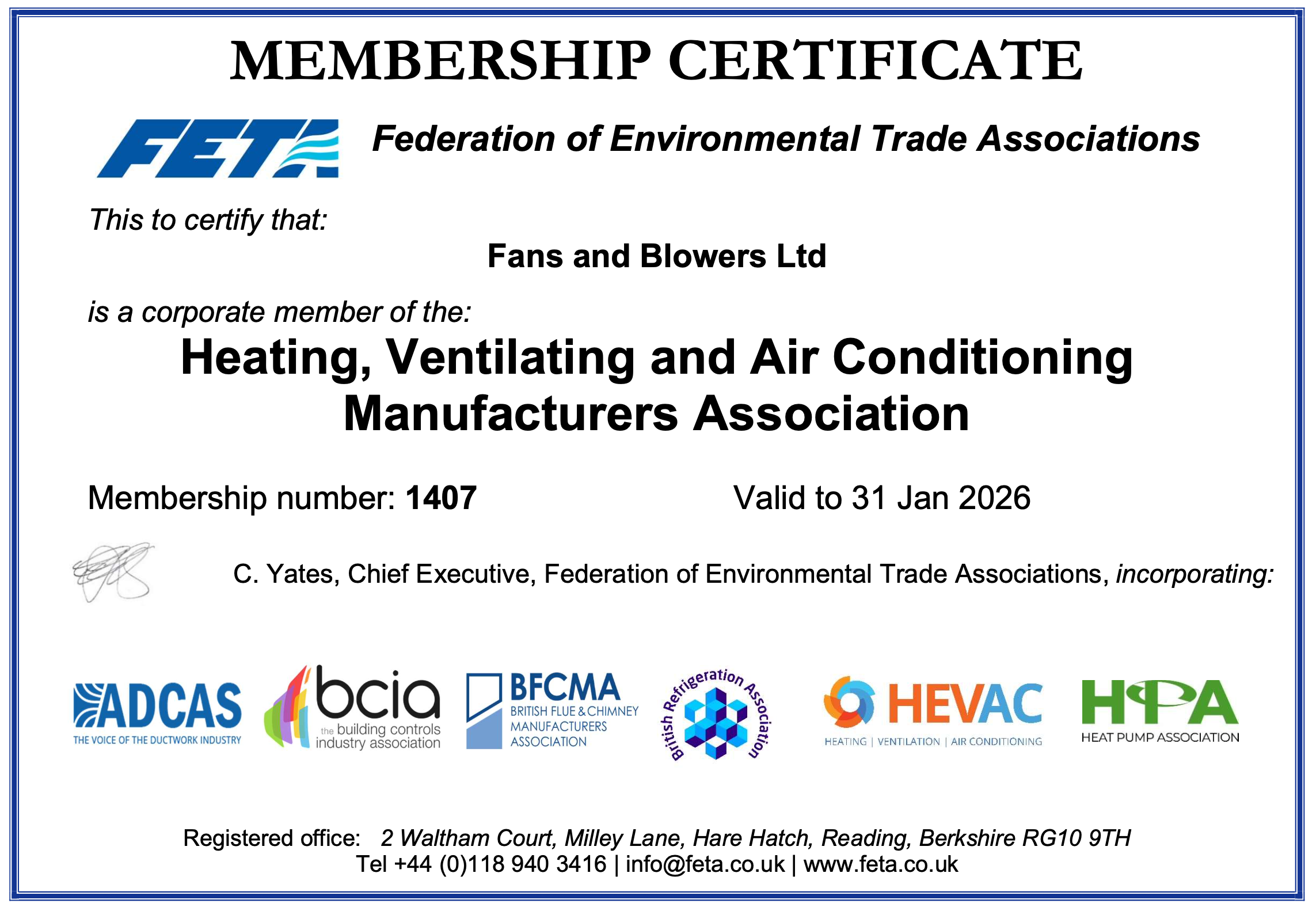 FETA Membership Certificate